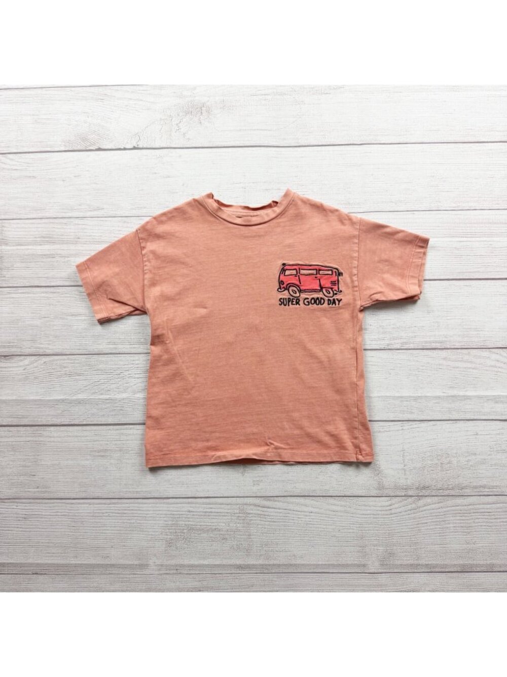 Zara Kids Graphic Peach T-Shirt Super Good Day Print Cotton 4-5